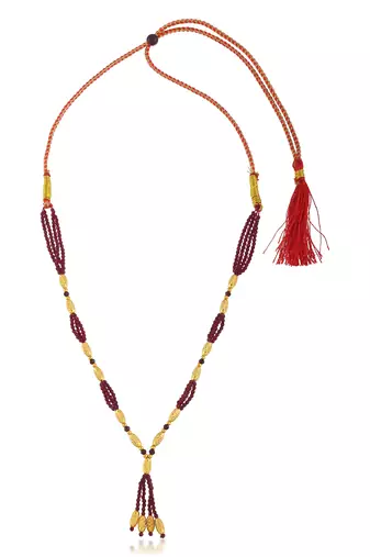 Brass gold beads natural ruby necklace for women adjustable size