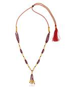 Brass gold beads natural ruby necklace for women adjustable size