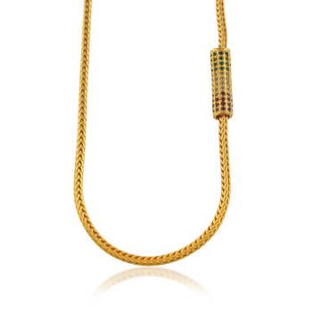 Brass gold natural ruby emerald diamond kakinada necklace chain for women traditional bridal jewellery 2