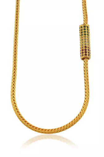 Brass gold natural ruby emerald diamond kakinada necklace chain for women traditional bridal jewellery