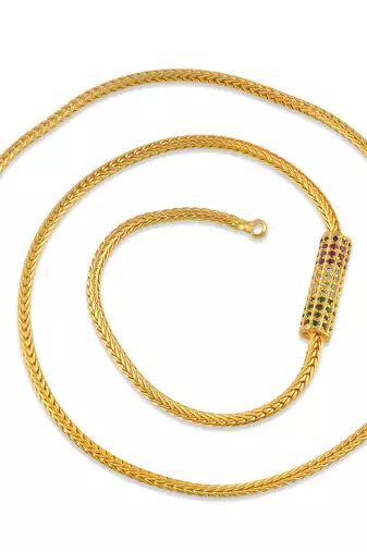 Brass gold natural ruby emerald diamond kakinada necklace chain for women traditional bridal jewellery