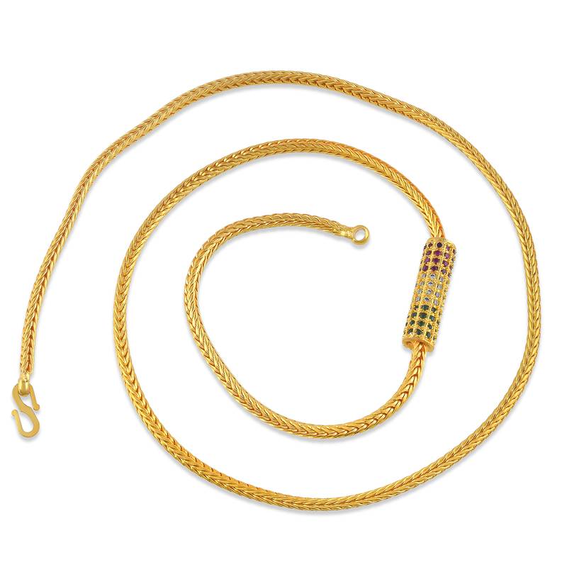 Brass gold natural ruby emerald diamond kakinada necklace chain for women traditional bridal jewellery