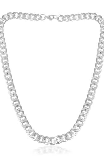 Stainless steel anti tarnish silver plated heavy necklace for men