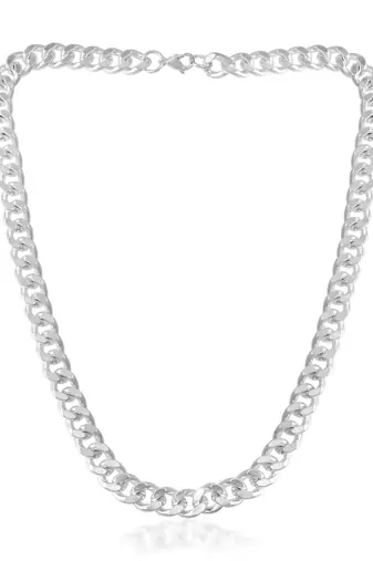 Stainless steel anti tarnish silver plated heavy necklace for men