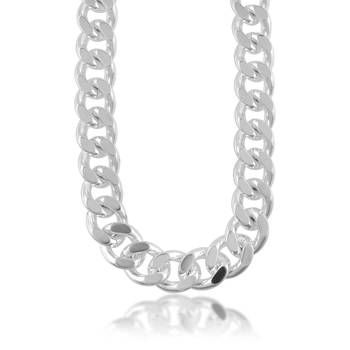 Stainless steel anti tarnish silver plated heavy necklace for men 2