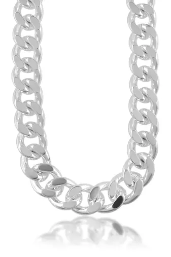 Stainless steel anti tarnish silver plated heavy necklace for men