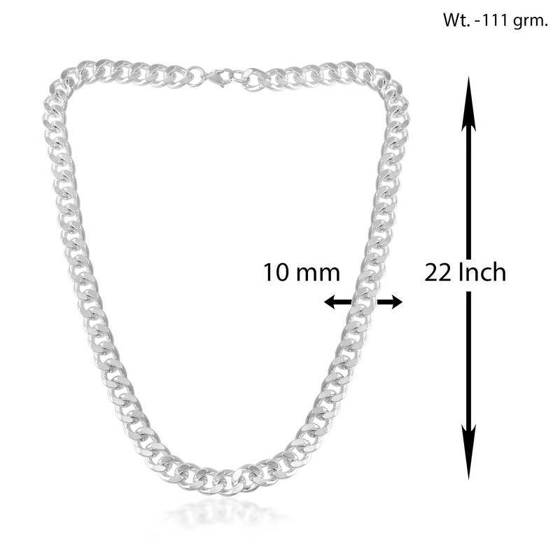 Stainless steel anti tarnish silver plated heavy necklace for men