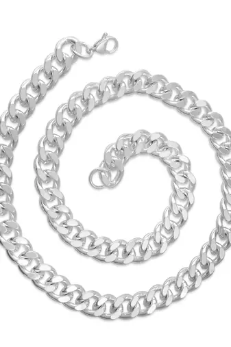 Stainless steel anti tarnish silver plated heavy necklace for men