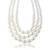 Cultured white pearl triple liner necklace for women