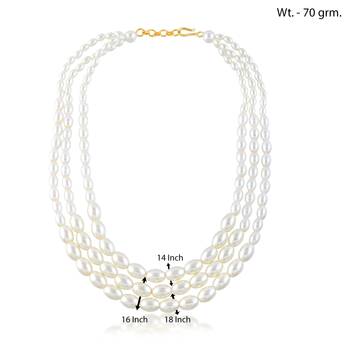 Cultured white pearl triple liner necklace for women 3