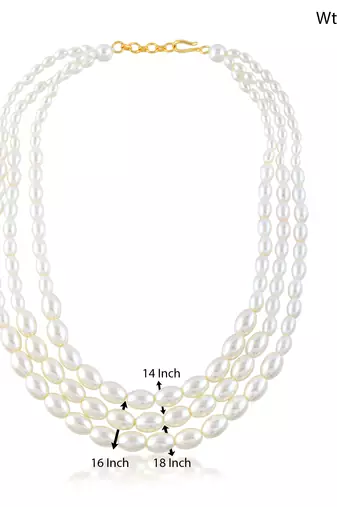 Cultured white pearl triple liner necklace for women
