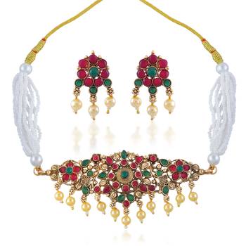 Brass gold antique finish traditional necklace for women 3