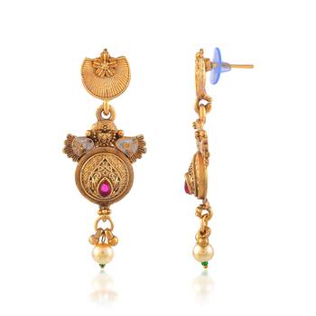 Brass micron gold handmade meenakari traditional necklace set for women 4