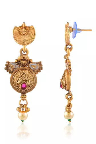 Brass micron gold handmade meenakari traditional necklace set for women