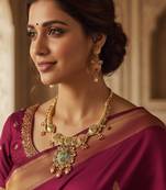 Brass micron gold handmade meenakari traditional necklace set for women