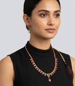 Brass gold imitation ruby emerald necklace set for women