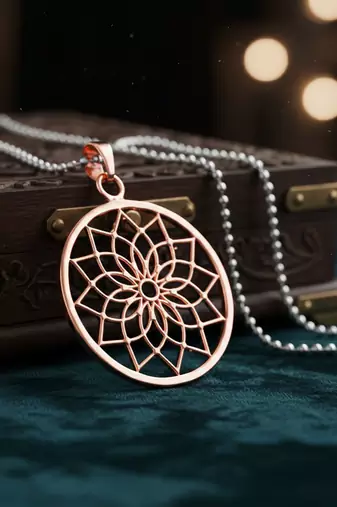 Pure copper flower of life sacred geometry mandala design pendant for women