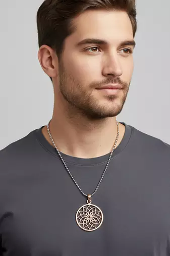 Pure copper flower of life sacred geometry mandala design pendant for women