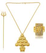Brass gold plated durga ma finger ring, trishul,  pendant combo