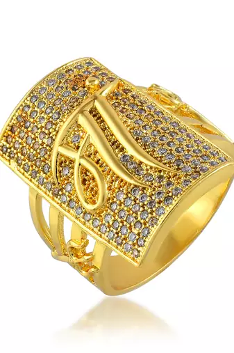 Brass gold plated durga ma finger ring, trishul,  pendant combo