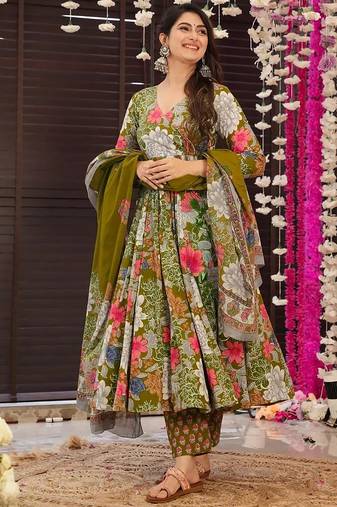 Mahendi muslin digital print designer salwar suit