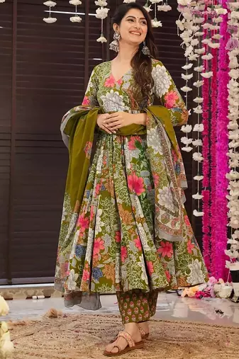 Mahendi muslin digital print designer salwar suit