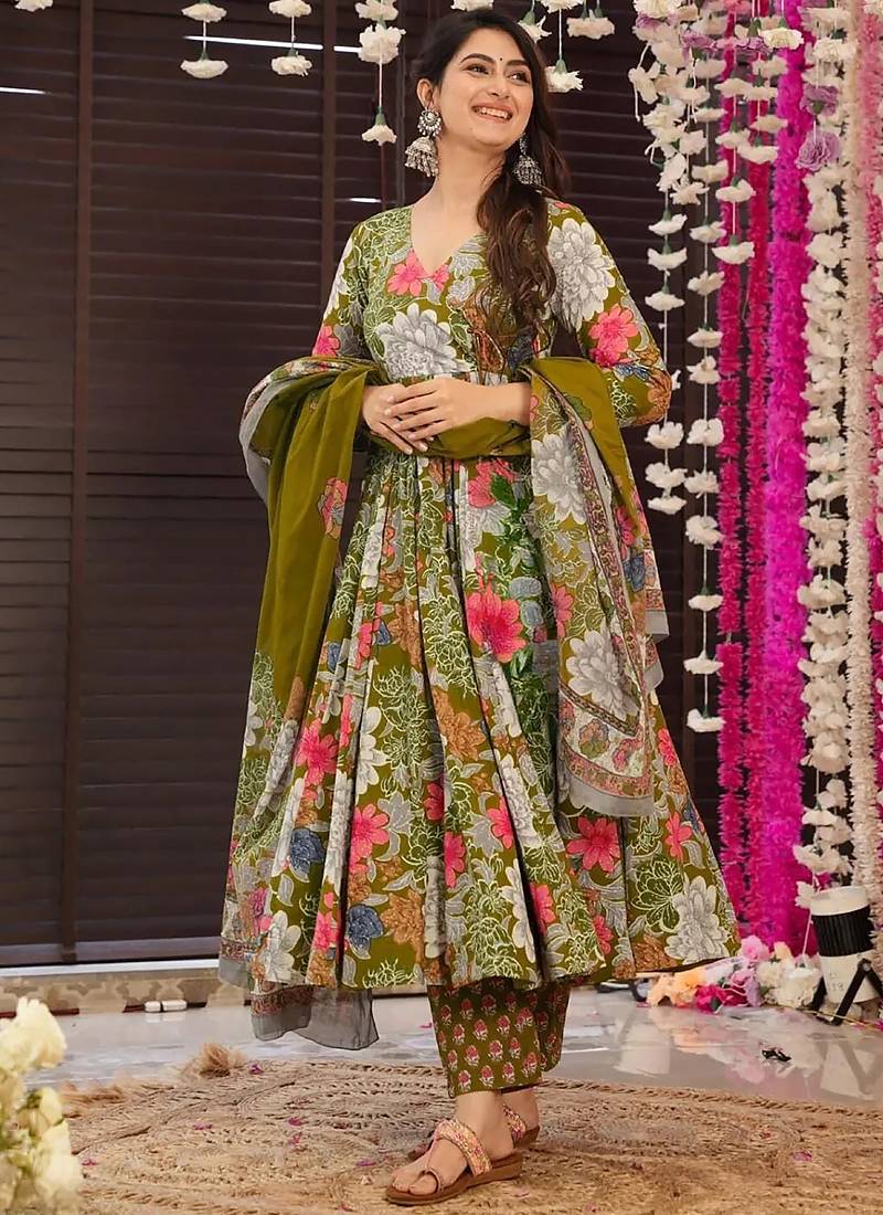 Mahendi muslin digital print designer salwar suit