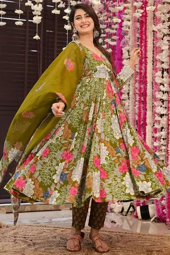 Mahendi muslin digital print designer salwar suit