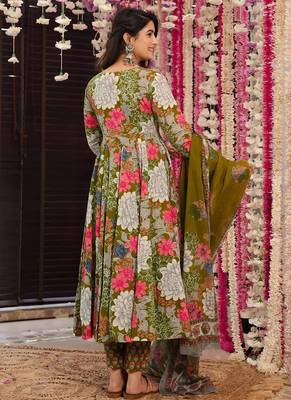 Mahendi muslin digital print designer salwar suit 3