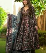 Black muslin digital print designer salwar suit