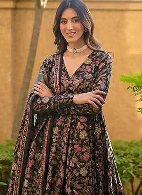 Black muslin digital print designer salwar suit 2