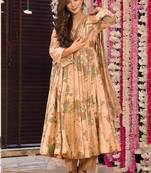 Cream muslin digital print designer salwar suit