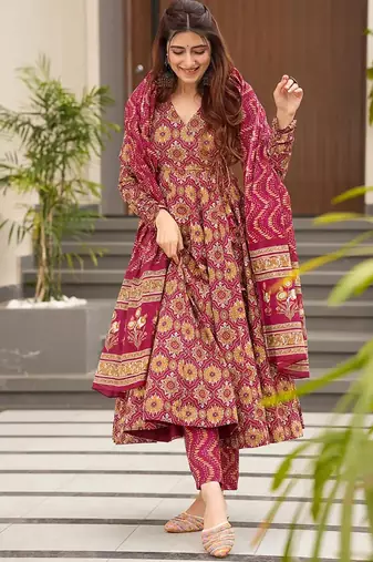 Multi color muslin digital print designer salwar suit