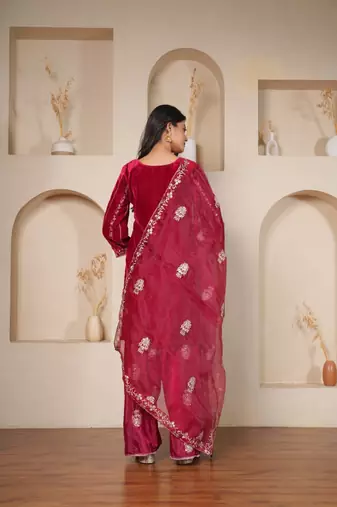 Deep Berry Velvet Salwar suit set