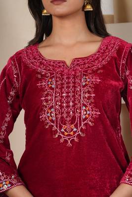 Deep Berry Velvet Salwar suit set 4