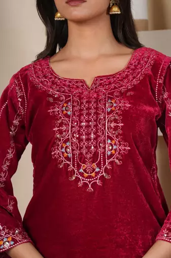 Deep Berry Velvet Salwar suit set