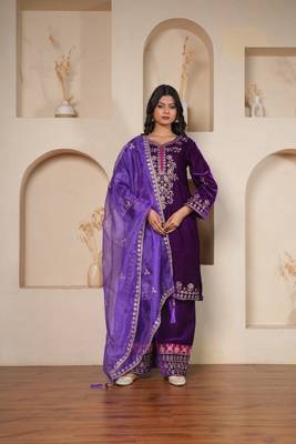 Royal Violet Velvet Salwar suit set 1