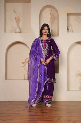 Royal Violet Velvet Salwar suit set