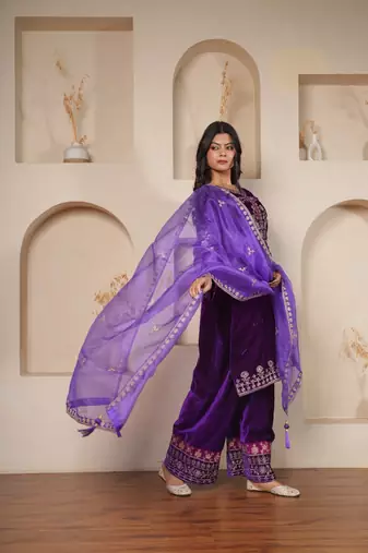 Royal Violet Velvet Salwar suit set