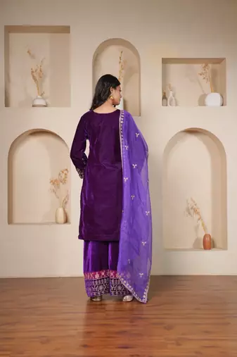 Royal Violet Velvet Salwar suit set