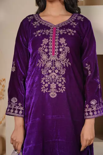 Royal Violet Velvet Salwar suit set
