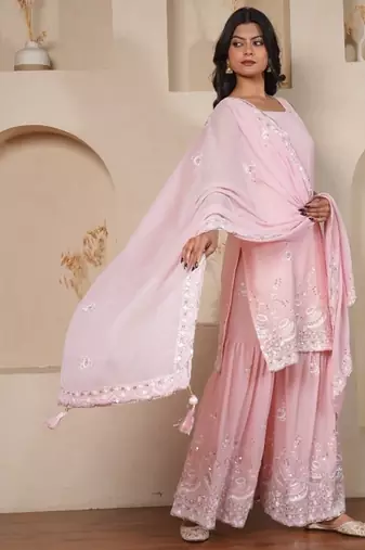 Soft Petal Sequined Set
