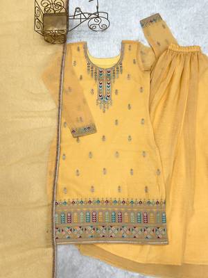 Ethnic grace embroidered kurta set with flowy sharara 5