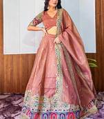 Eye-Catching Beige Sequins Work Silk Function Wear Lehenga Choli With Dupatta