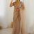 Beige zari sequnce embroidery work net sarees with unsttiched blouse