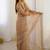 Beige zari sequnce embroidery work net sarees with unsttiched blouse