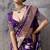 Purple high density banarasi silk saree with architectural designer blouse