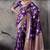 Purple high density banarasi silk saree with architectural designer blouse