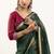 Green premium muga cotton saree with rajwadi weaving, lotus buttis & contrast blouse