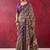 Dark purple elegant polyester viscose chanderi saree with zari weaving & printed design